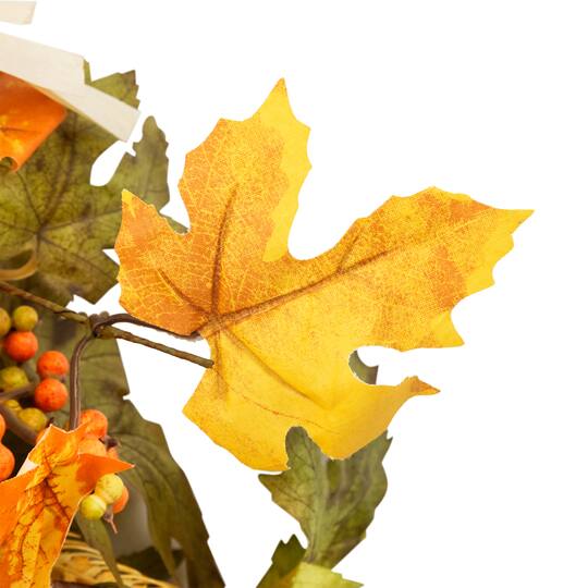 24" Velvet Pumpkins & Wheat Fall Harvest Wreath